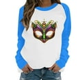 thumbnail image 2 of Xuyuer Mardi Gras Shirts for Women Shirt Funny Mask Graphic Tee Carnival Long Sleeve Shirt V Neck Top, 2 of 6