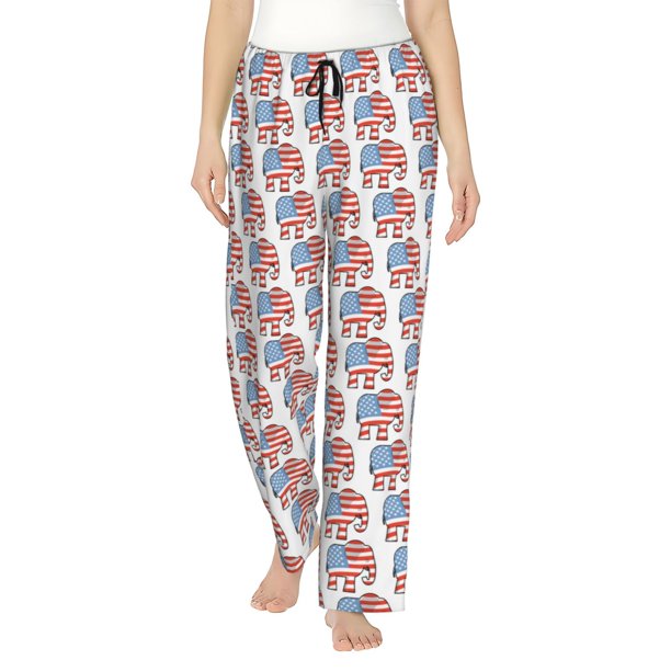 Balery Elephant Pantalones de pijama para mujer, pijamas ultraligeros, pantalones de estar por casa-X-Large