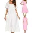 thumbnail image 4 of Vestido Irfora Vestido de tumbona para mujer con bolsillos, volantes de encaje, camisones sueltos de manga corta, ropa d Irfora Vestido, 4 of 7