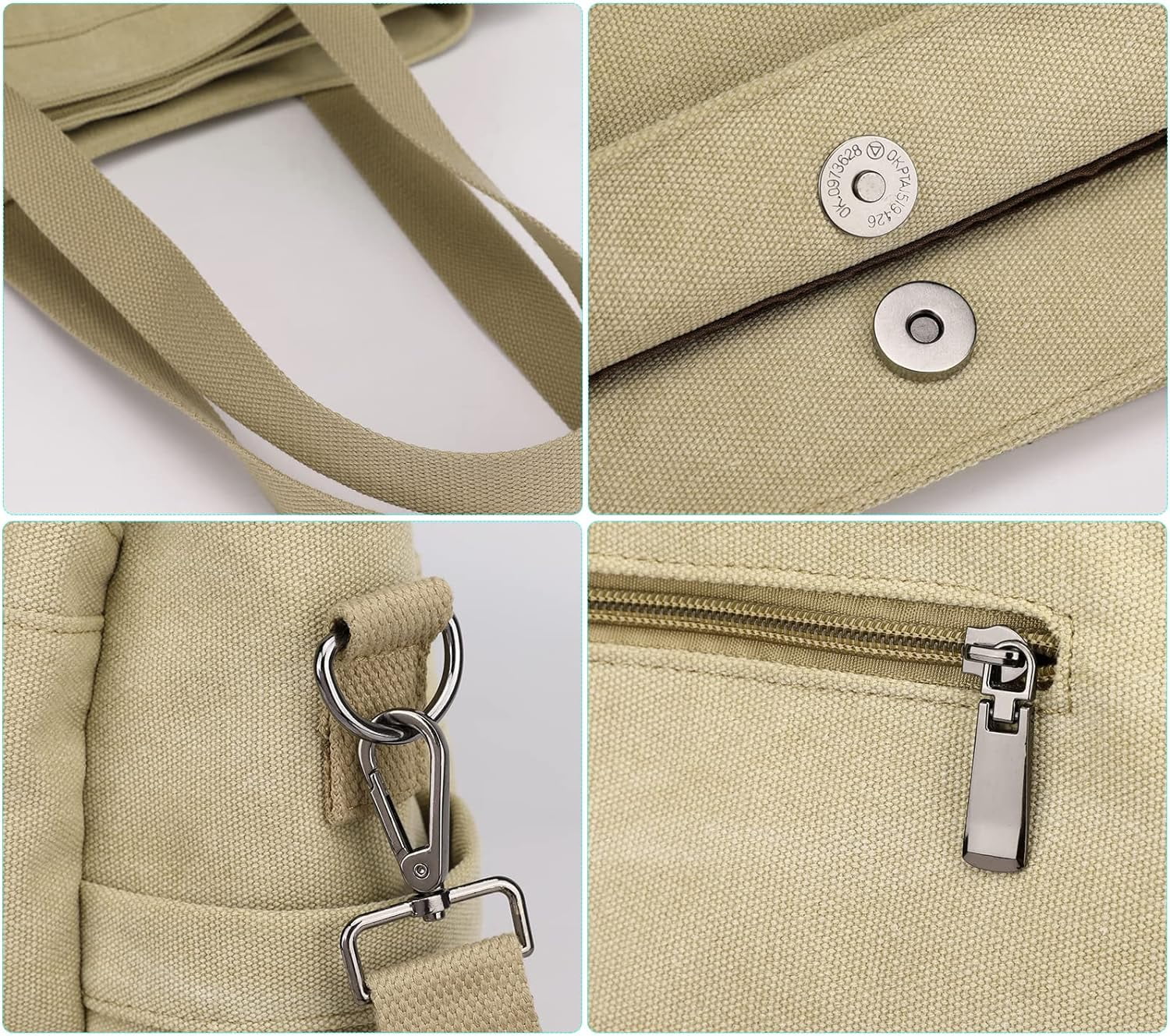 Hobo Handbags Canvas Crossbody Bag for Women, Multi Compartment Tote Purse Bags