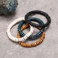 thumbnail image 2 of Nvzi Pulsera elástica con cuentas de madera para hombre - Negro A, 2 of 4