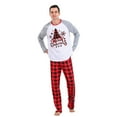 thumbnail image 3 of Yuanyu Matching Family Pajamas Sets Christmas PJ's Letter Print Top and Plaid Pants Sleepwear, 3 of 10