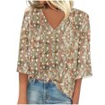 thumbnail image 2 of Rciityk Women's 3/4 Sleeve T-Shirts Blouses Printed Summer V-Neck Casual Three Quarter Sleeve Pullover Tops, 2 of 5