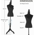 thumbnail image 4 of Dress Form Female Mannequin Torso, Height Adjustable Mannequin Body with Stand for Sewing, Display, Black, 4 of 7