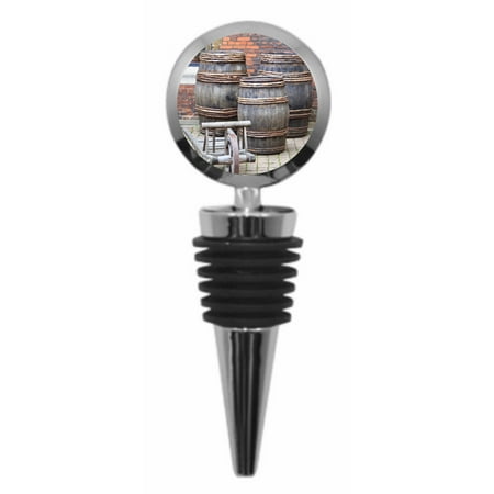 Barrel Cork Wine Barrels - Wine Stoppers Vintage - Silver Wine Stopper with Vacuum - Wine Stopper Favors - Wine Stopper Decorative - Wine Stopper Novelty ()