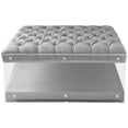 thumbnail image 3 of Posh Living Courtney Linen Fabric Cocktail Ottoman with Nailhead in Light Gray, 3 of 6