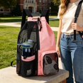 thumbnail image 3 of Drawstring Backpack, Mesh Separated Wet Pocket Beach Bag, Portable Waterproof Swim Gym Sack With Water Bottle Holders, 3 of 4