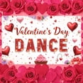 thumbnail image 3 of Red Heart Design Valentine Dance Banner Pink Cupcake Pattern Love Display Rose Decor Musical Note Romantic Backdrop for Valentine's Party Dance Evening Romantic Date, 3 of 5