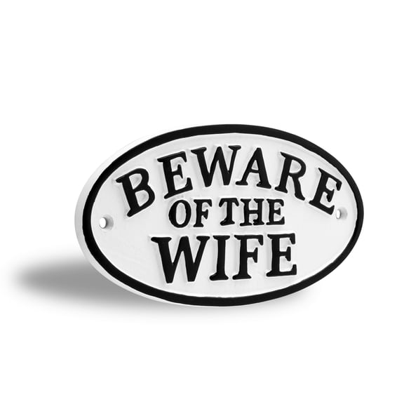 Funny Metal Beware Of Wife Warning Sign Novelty Man Cave Home Bar Wall Decor Bachelor Party Gift