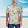 thumbnail image 2 of Pofeuu Bright Peach Print Hawaiian Shirt for Men Sleeves Casual Button Down Summer Beach Dress Shirts T-Shirts,Small, 2 of 7