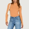 thumbnail image 4 of Women's Ribbed Turtleneck Sweater Slim Fit Long Sleeve, Fall Fashion Basic Casual Pullover Top Orange 2XL, 4 of 7