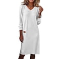 thumbnail image 2 of Gamivast Sweater Dresses for Women V-Neck Long Sleeve Knee Length Dress Loose Fit Casual Style Soft Knitted Sun Dress Fall Winter Daily Wear Outfits, 2 of 8