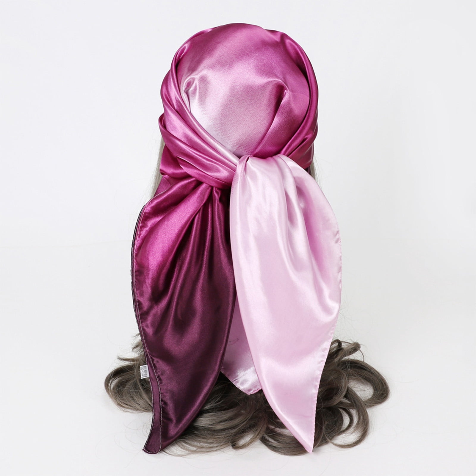 Silk Like Head Scarf, Women's 35" Satin Large Squared Hair Scarves Colorblock Wraps Headscarf for Sleeping