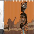 thumbnail image 1 of ABPHQTO Hermosa mujer negra dibujada a mano Animales africanos Vida salvaje Mujer Gente Tribal Cortina de ducha 150x180 cm, 1 of 1