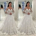 thumbnail image 2 of 2022 Dunhng Wedding Dress Deep Lace V Long Sleeve, 2 of 4