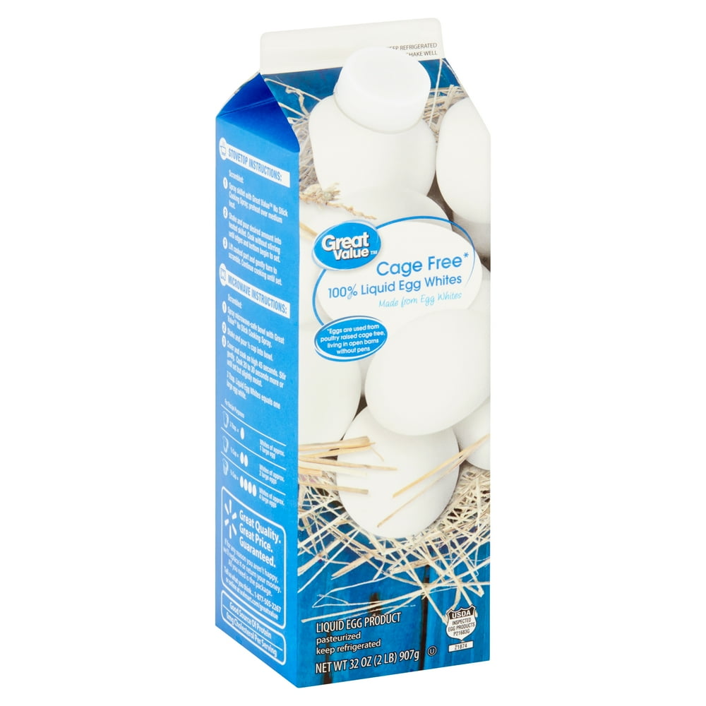 Great Value Cage Free 100 Liquid Egg Whites, 32 oz