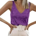 thumbnail image 2 of Sparkly Sequin Tank Tops for Women Shiny Sequins V Neck Sleeveless Dressy Blouse Glitter Party Club Outfits, 2 of 5