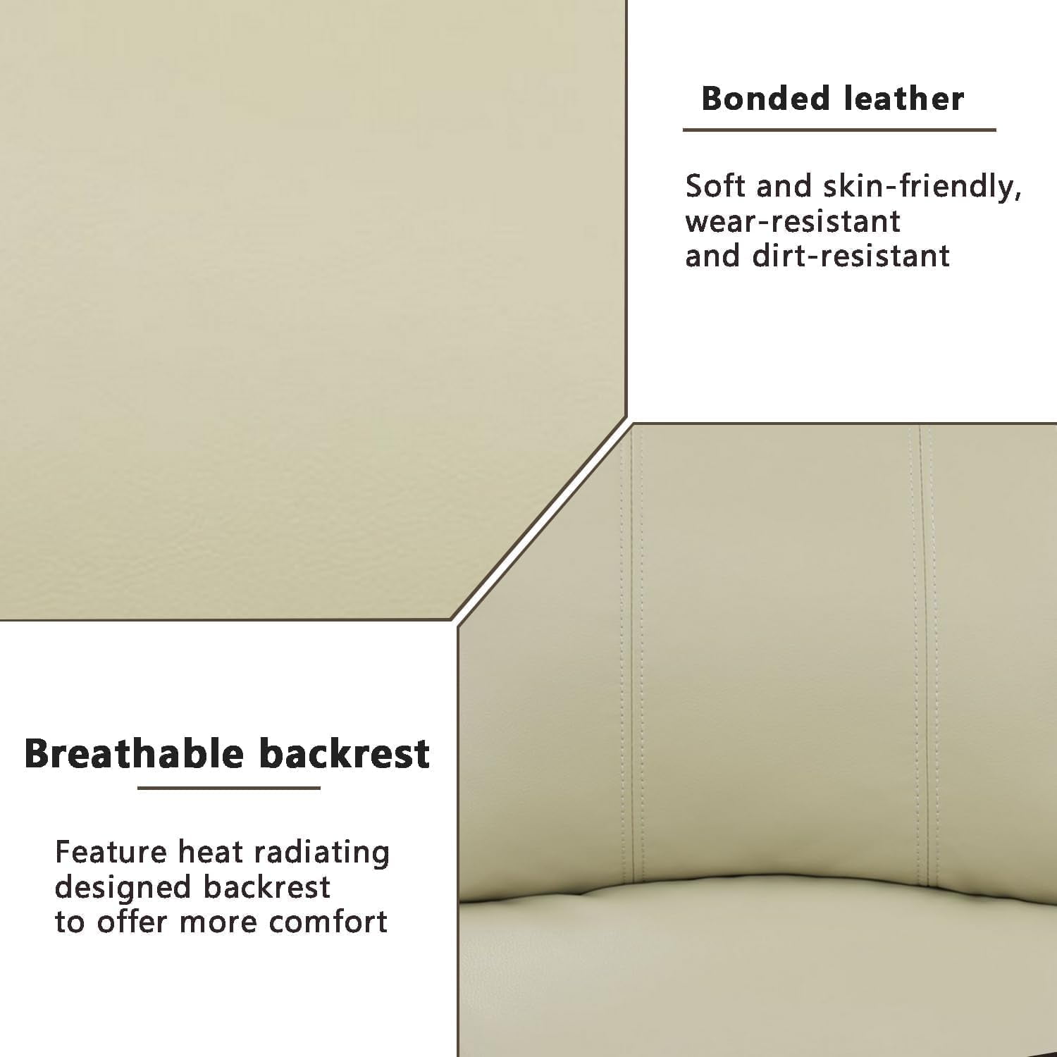 Bonded Leather Living Room Furniture Set Reclining Sofa Set Loveseat Furniture Sets in Living Room Sofa Recliners (3 Pieces, Beige)