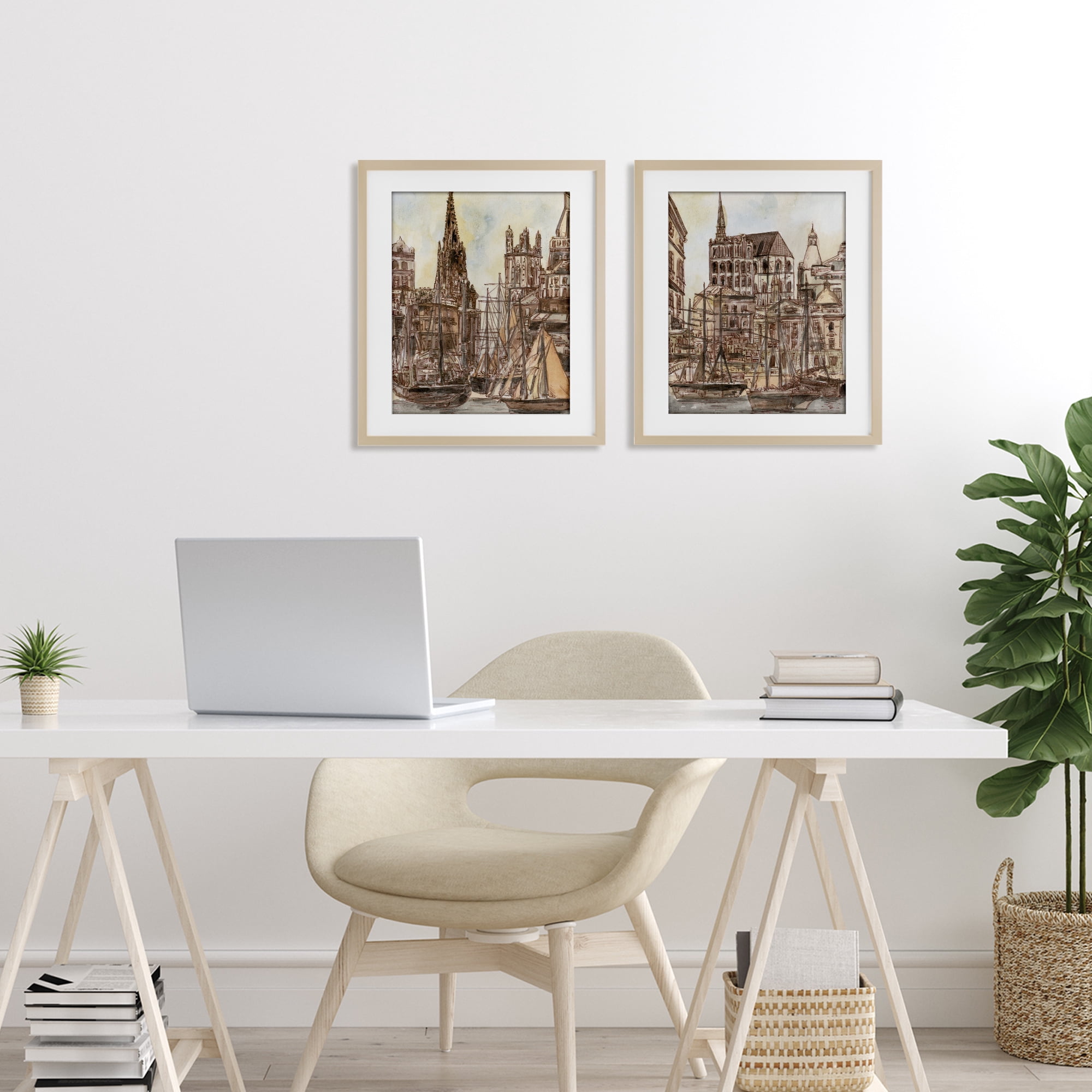 Stupell Industries Salted Remnants Pier 2 Piece Birch Framed Print Under Glass Set, design by Melissa Wang