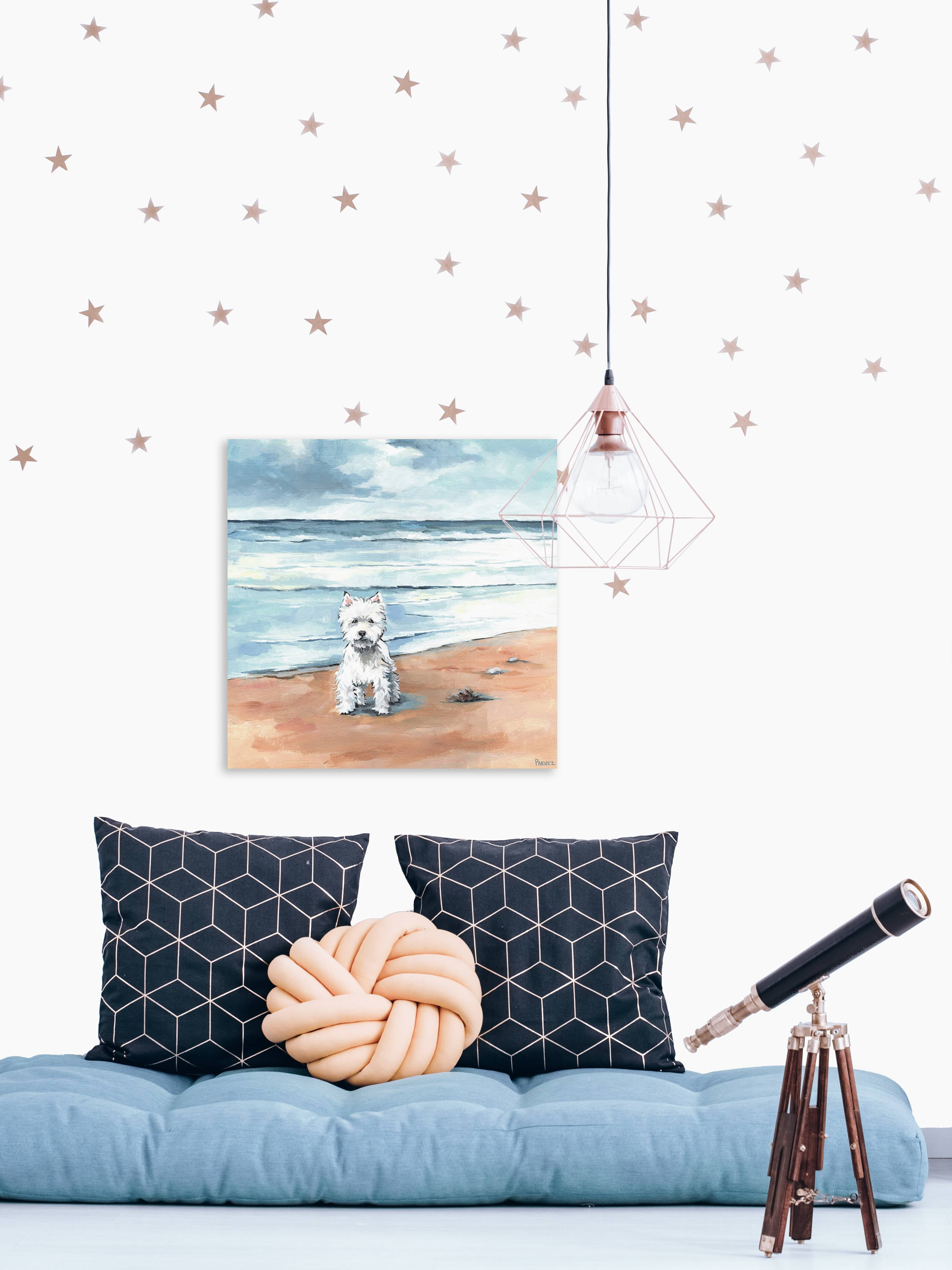 Parvez Taj Little White Doggie Canvas Wall Art