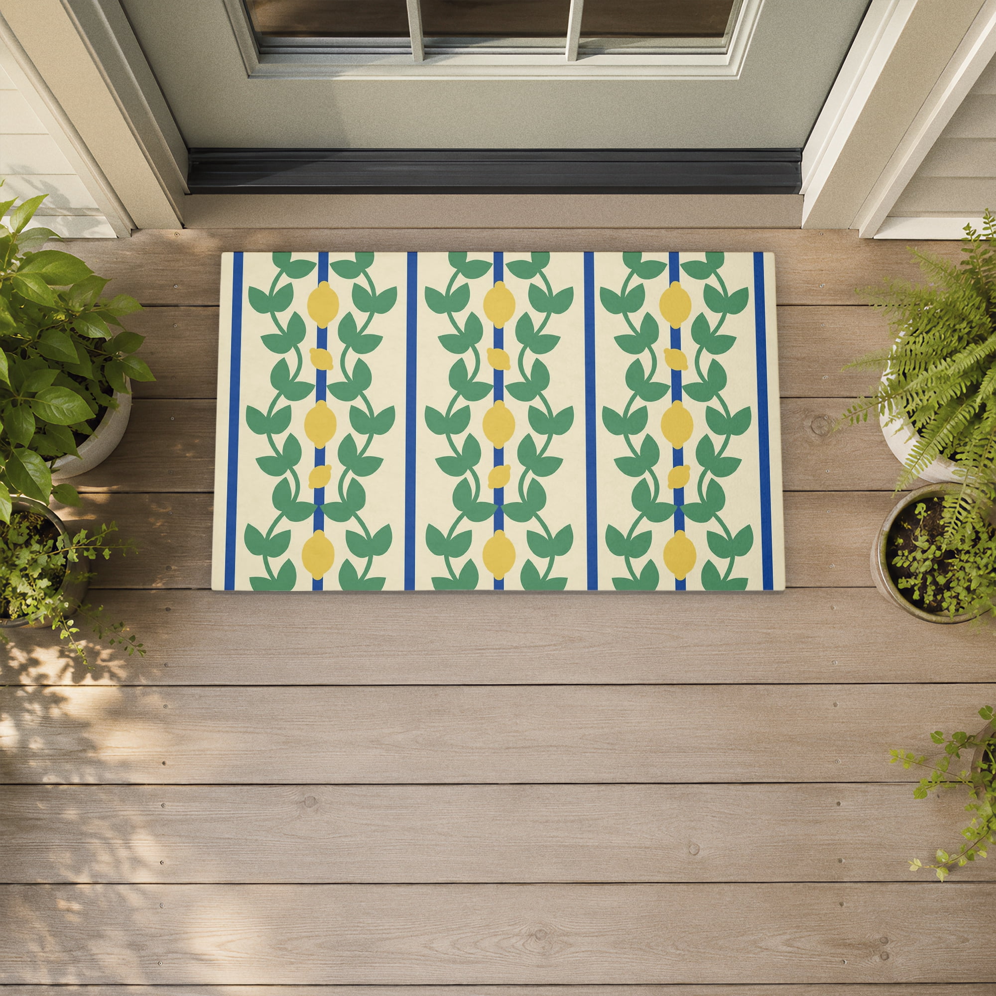 Stupell Industries Lemon Vine Pattern Printed Outdoor Door Floor Mat, design by Lil' Rue