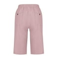 thumbnail image 5 of Htigea Cotton Linen Shorts for Women Summer Elastic Waisted Drawstring Pants Side Lace Hollow Out Short Pants with Pockets Solid Color Loose Fit Lounge Pant, 5 of 6