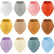 12 Pack Baby Bibs for Boy Muslin Bibs Cotton Bandana Bibs Drool Bibs for Boys Girls Baby Bib for Teething Drooling
