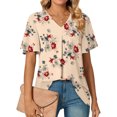 thumbnail image 2 of Cyber&Monday Deals Dyegold Summer Tops for Women 2023, Summer Short Sleeve Tees Shirt Cute Tops for Women Trendy Going Out Casual Flowy Blouses Floral Print V-Neck ​Tunic Top, 2 of 5