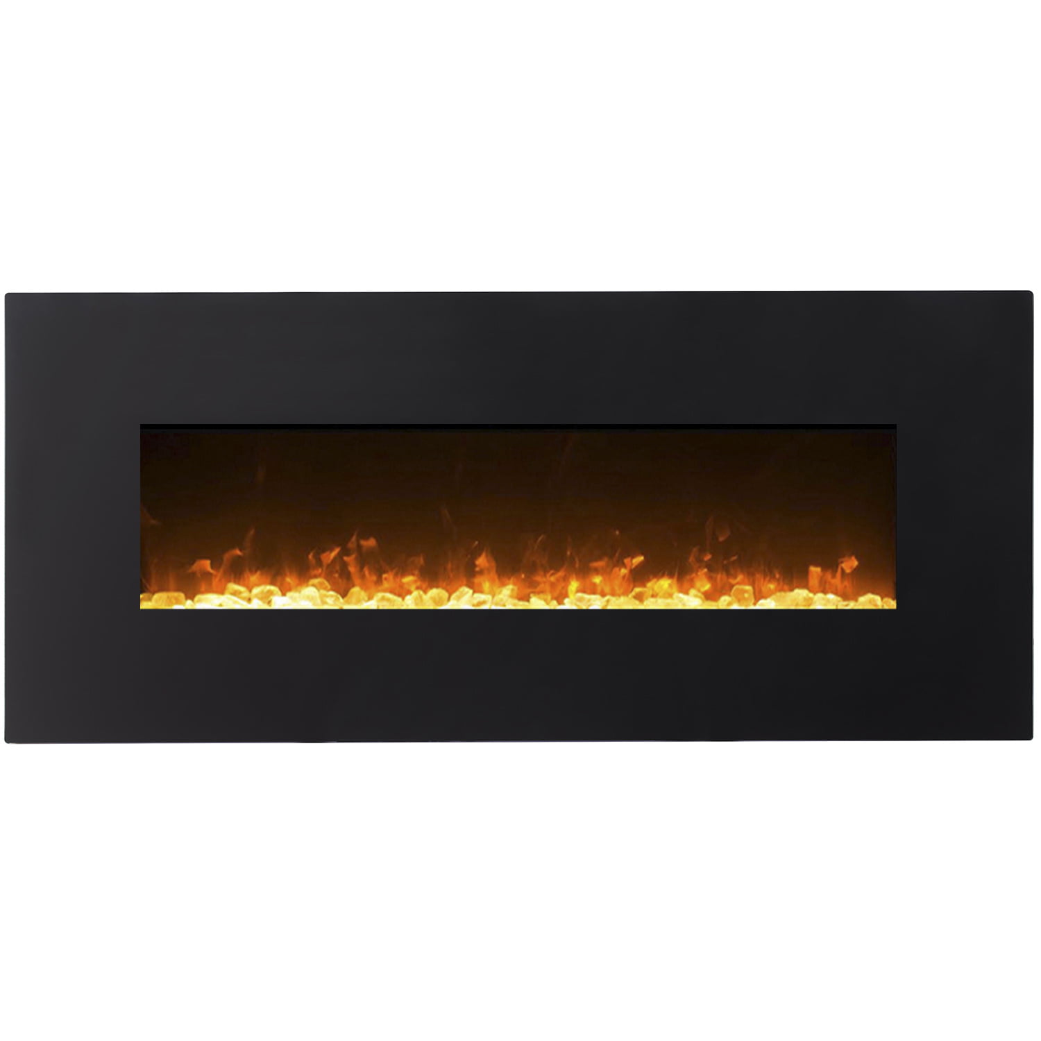 Regal Flame Orion Black 50" Crystal Ventless Heater Electric Wall Mounted Fireplace Better Than Wood Fireplaces, Gas Logs, Firep