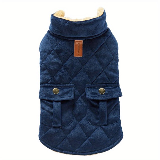 QJUHUNG Dog Winter Coat Fleece Dog Winter Jacket Cold Weather Dog Clothes Thick Warm Cotton Padding Easy On Storage Pockets