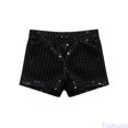 thumbnail image 2 of Fozruso Sparkling Dotty Stage Shorts For Girls And Boys – Glimmering Sequin Dance Shorts For Performances And Events for Kids School Daily(Black), 2 of 2