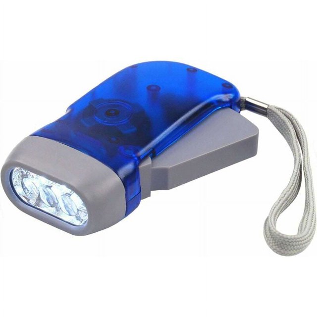 Antorcha de mano - Artículos de jardinería - Linterna dinamo de 3 LED para acampar, hacer caminatas, caer y sobrevivir - No requiere batería, es ecológica y recargable. Azul 10