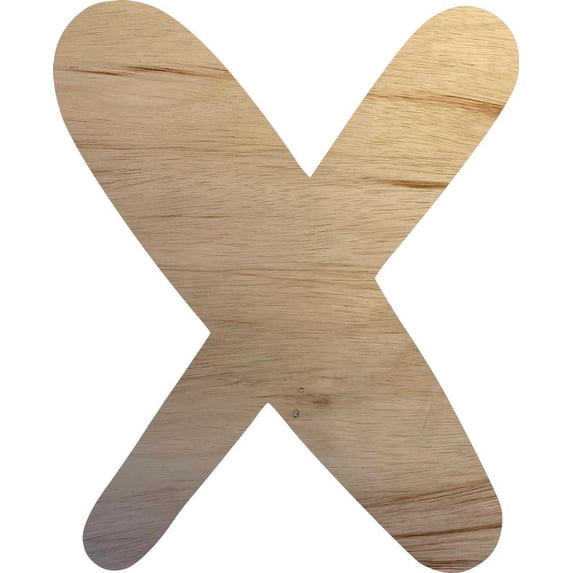Wood Letter X Craft Shape, Unfinished 15'' Tall Small Kids Wooden Letter, Brownie Font