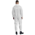 thumbnail image 3 of Doomiva Men's Long Sleeve Coveralls Hooded Coverall Front Zipper Dustproof Jumpsuit Workwear White 4XL, 3 of 6