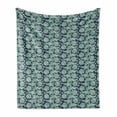 thumbnail image 1 of Ethnic Soft Flannel Fleece Throw Blanket, Blossoming Flowers Arrangement Inspirations from Oriental Folklore, Cozy Plush for Indoor and Outdoor Use, 50" x 70", Pale Blue Dark Teal, by Ambesonne, 1 of 6