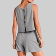 thumbnail image 4 of Fheaev 2 Piece Cotton Linen Outfits For Women Lounge Sweatsuit Sets Loose Sweatshirt Sleeveless Pullover Blouses Top Sweatpants Shorts With Pockets Two Piece Jogging Suits, 4 of 8