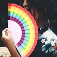 thumbnail image 2 of EeaseMX Arco iris abanico abanico abanico abanico los amantes abanico abanico tela duradera LGBTQ regalo abanico abanico gay decoraciones de bodas fan 23cm arco de plástico arco iris fan, 2 of 8