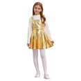 thumbnail image 1 of TiaoBug Costume de Danse Jazz Disco pour Filles Enfants Robe Salopette Métallique Réglable Robe Évasée pour Carnaval Or 14, 1 of 8
