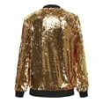 thumbnail image 2 of Moda mujer lentejuelas abrigo chaqueta de bombardero de manga larga con cremallera ropa de call Irfora Chaqueta, 2 of 7
