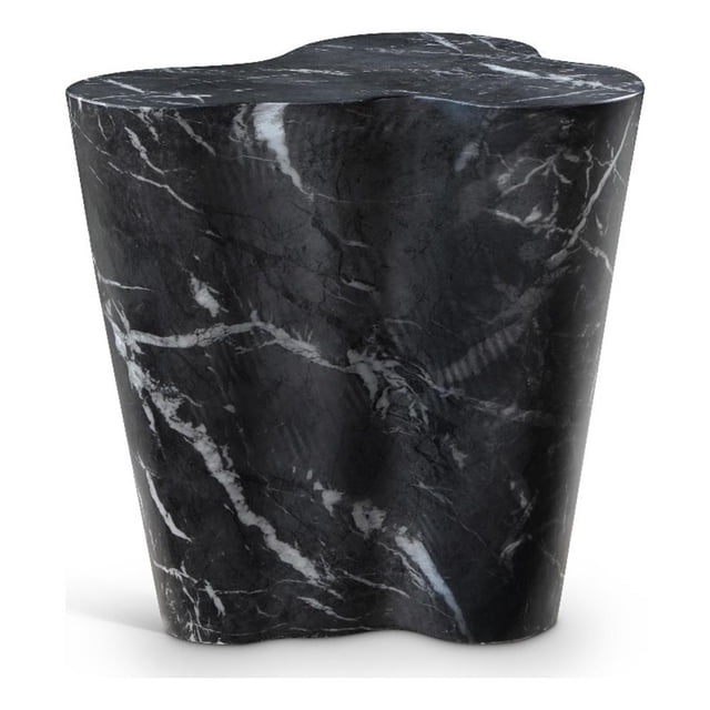 Meridian Furniture Table d'Appoint Finition Marbre Béton Noir Intérieur/extérieur