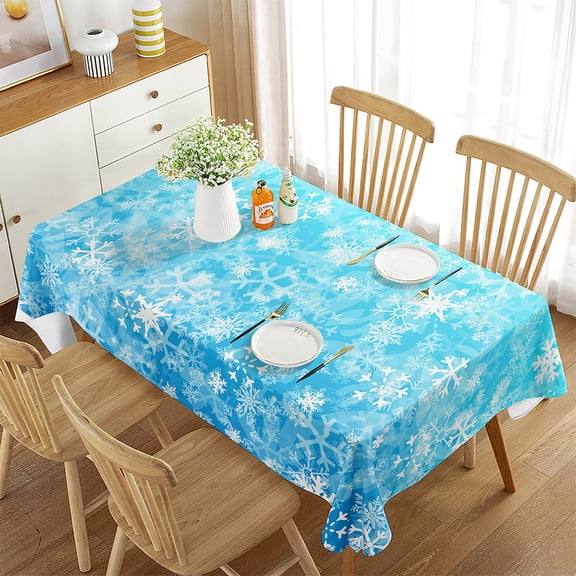 Decoration Party Table Room Dining Kitchen for Cover Table Rectangle Geometry Snow Winter Tablecloth