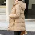 thumbnail image 7 of Wyobmus Women's Long Winter Puffer Jacket Warm Thicken Zipper Plush Hooded Down Coat Long Slleve Bubble Outwear Coat with Pockets Khaki, 7 of 7