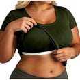 thumbnail image 3 of Womens Plus Size Tops Short Sleeve Built in Bra Soft Comfy Lounge Crew Neck Ribbed Knit Slim Fitted Basic Tees XL-5XL, 3 of 7