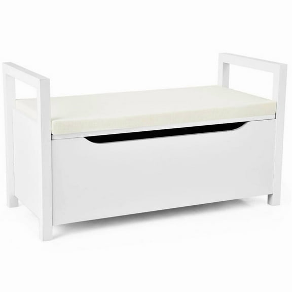 34.5 x 15.5 x 19.5 Inch Shoe Storage Bench with Cushion Seat