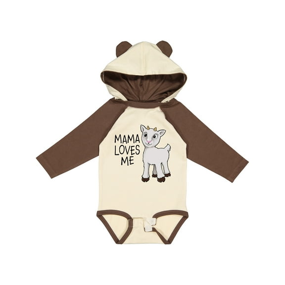 Inktastic Mama Loves Me- cute goat Boys or Girls Long Sleeve Baby Bodysuit