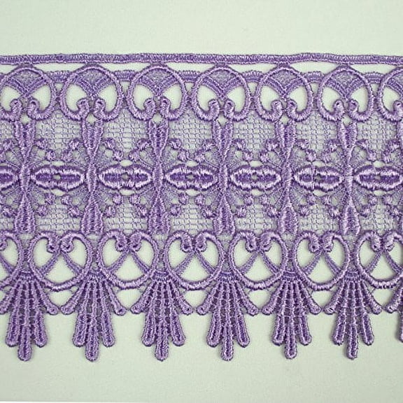 Altotux 4.75" Gold Coral Green Gray Eggplant Embroidered Venice Lace Trim By 15" (LILAC)