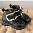 thumbnail image 6 of Girls Cute Ankle Boots Bow Lace Trim Booties with Hook and Loop Kids Fashion Versatile Comfy Short Boots Black 2 Big Kids, 6 of 7