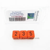 Fire Elemental Dice with Black Numbers D6 Aprox 16mm (5/8in) Pack of 3 Wondertrail