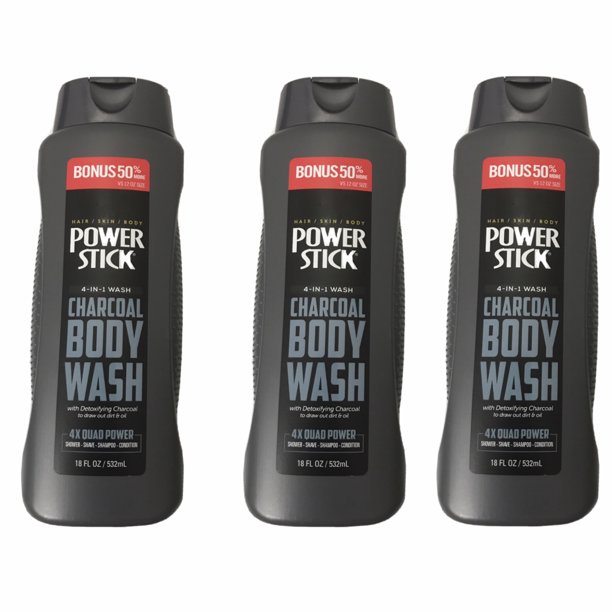 3 Power Stick 4 IN 1 Shower, Shave, Shampoo, Condition Hair / Skin/ Body Wash Detoxifying