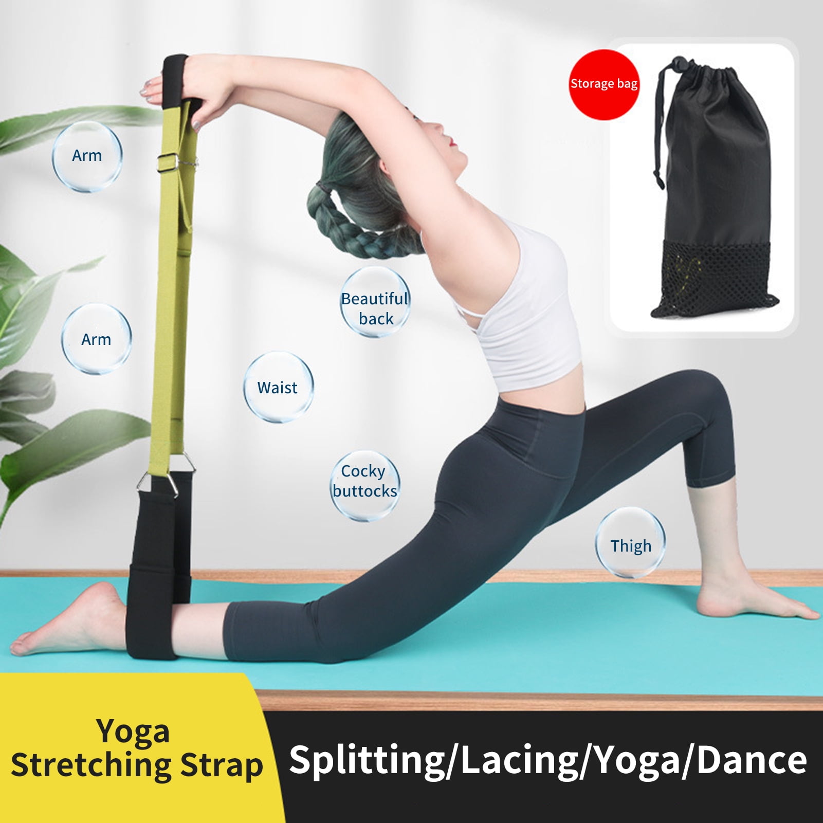 BOB AND BRAD Stretch Strap, 12 Loop Yoga Strap Stretch Restore